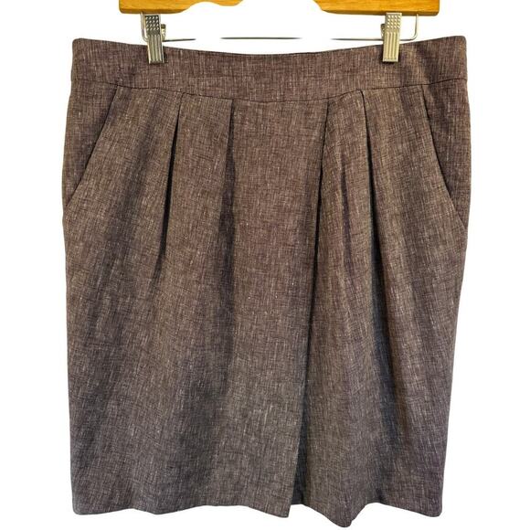 AGB Women Linen Blend Career Skirt Pockets Classy Old Money Size 10 Lined - Picture 1 of 6